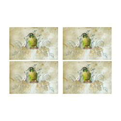 Sweet parrot with floral elements Placemat 12’’ x 18’’ (Four Pieces)