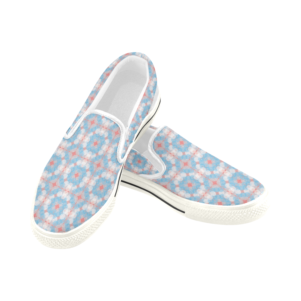 Blue Kaleidoscope Pattern Women's Slip-on Canvas Shoes (Model 019)