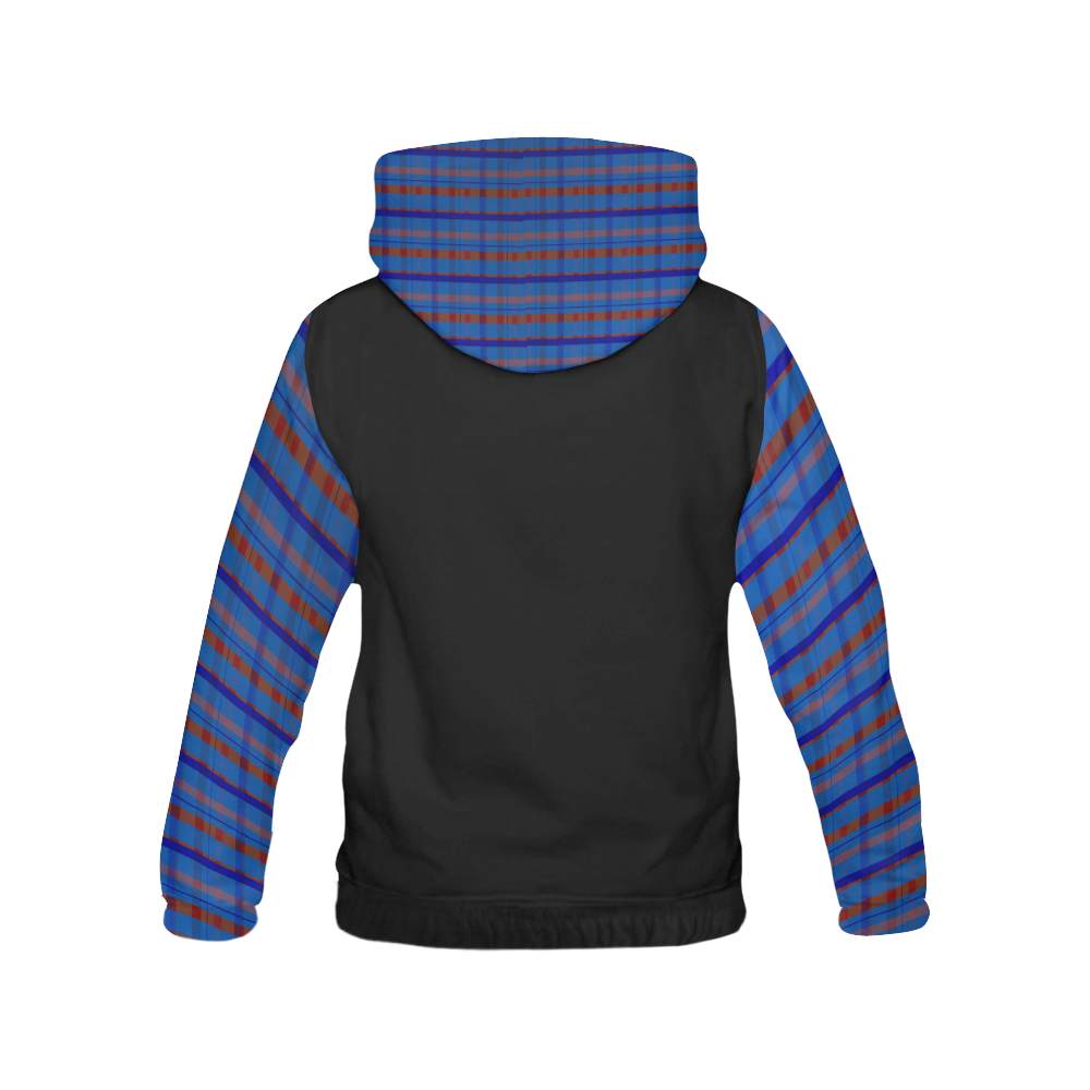 Royal Blue Plaid Hipster Style Hood & Sleeves All Over Print Hoodie for Men (USA Size) (Model H13)