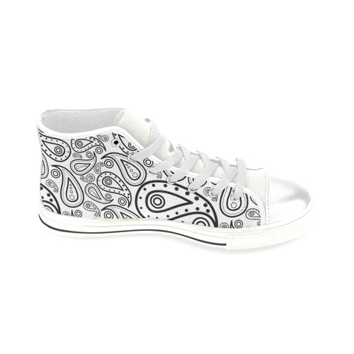 black and white paisley Men’s Classic High Top Canvas Shoes (Model 017)