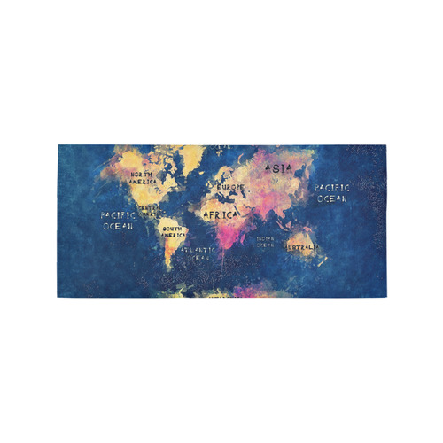 world map oceans and continents Area Rug 7'x3'3''