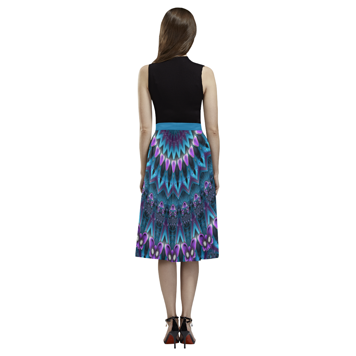 Luscious Purple And Blue Kaleidoscope Aoede Crepe Skirt (Model D16)