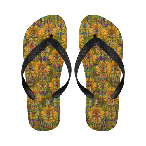 Magic Fantasy Sun Rose Fields Flip Flops for Men/Women (Model 040)