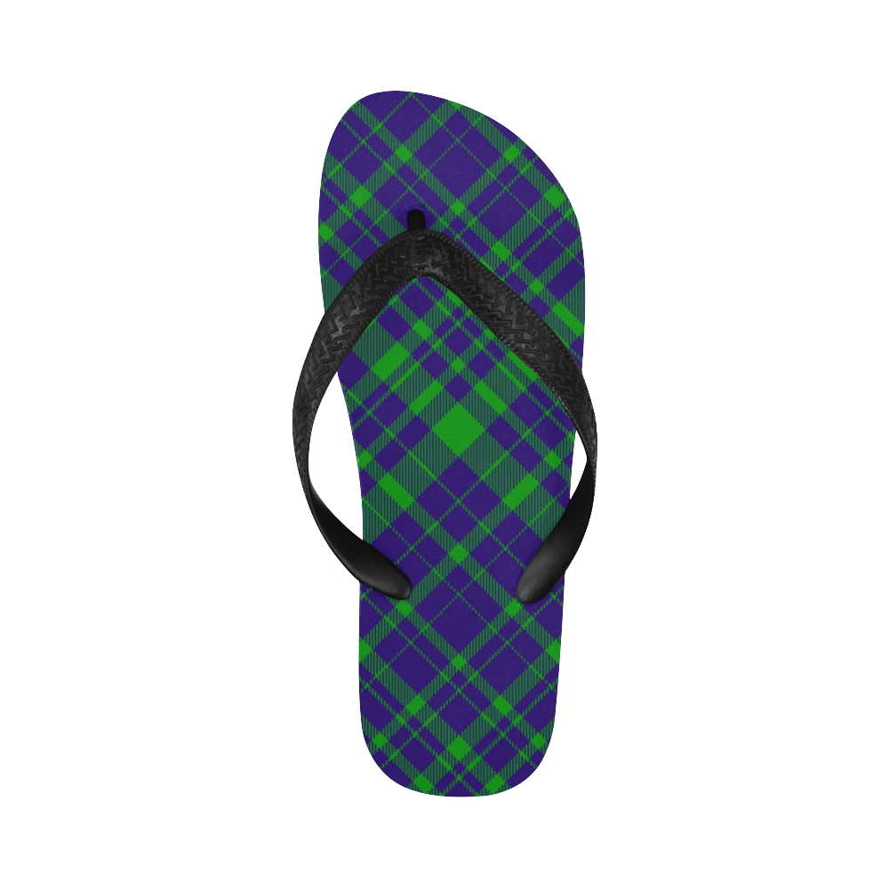 Diagonal Green & Purple Plaid  Hipster style Flip Flops for Men/Women (Model 040)