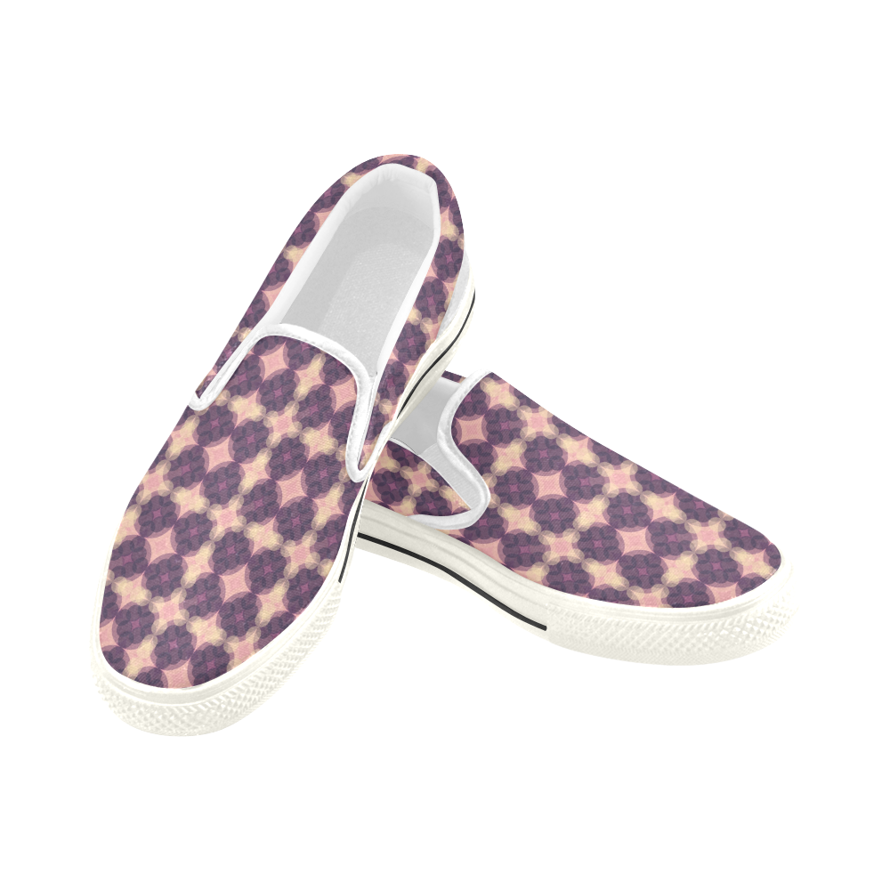 Purple Kaleidoscope Pattern Women's Slip-on Canvas Shoes (Model 019)