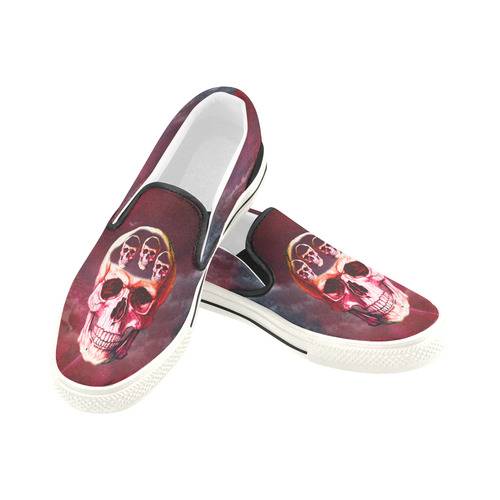 Funny Skulls Men's Slip-on Canvas Shoes (Model 019)