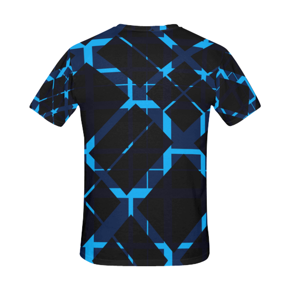 Diagonal Blue & Black II Plaid Hipster Style All Over Print T-Shirt for Men (USA Size) (Model T40)