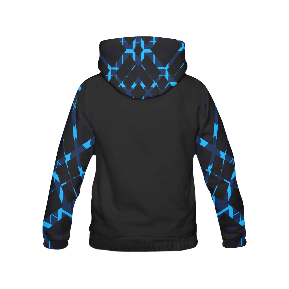 Diagonal Blue & Black Plaid Hipster Style Hood & Sleeves All Over Print Hoodie for Men (USA Size) (Model H13)