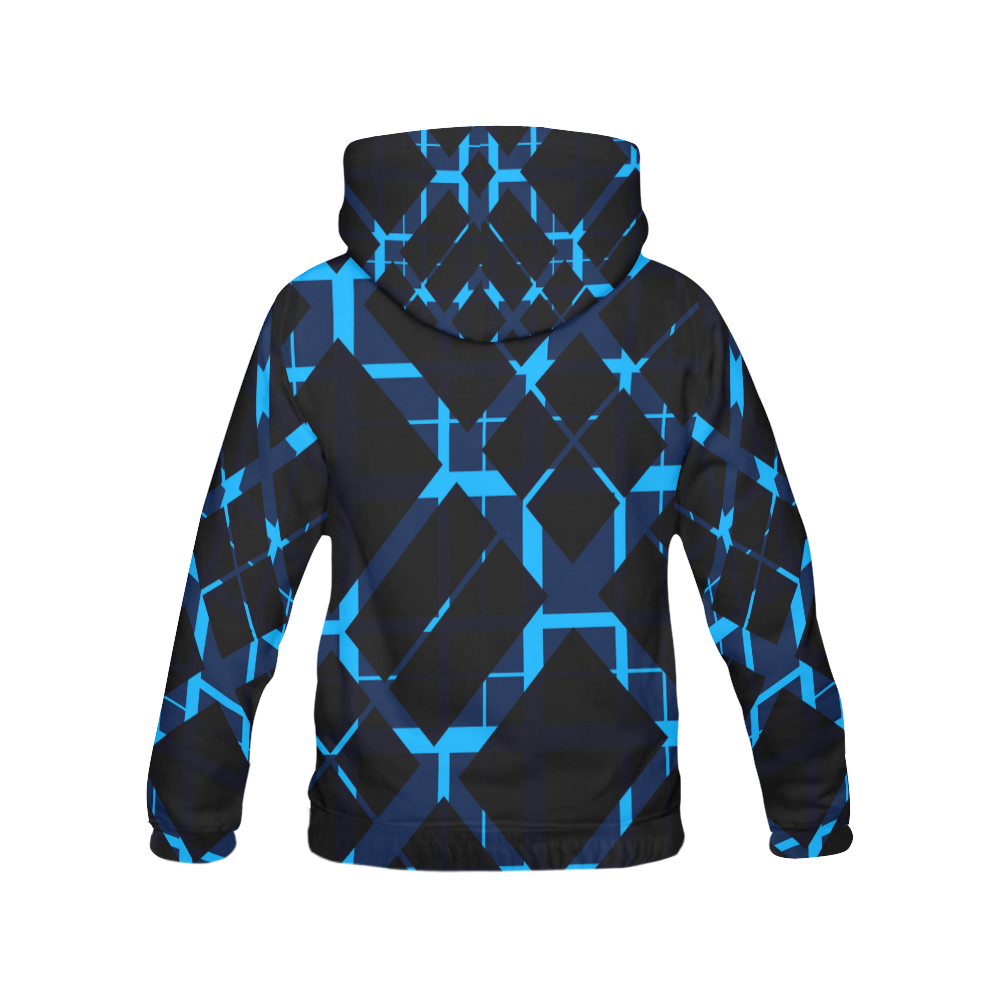 Diagonal Blue & Black Plaid Hipster Style All Over Print Hoodie for Men (USA Size) (Model H13)