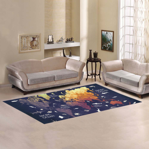 ocean world map Area Rug 7'x3'3''