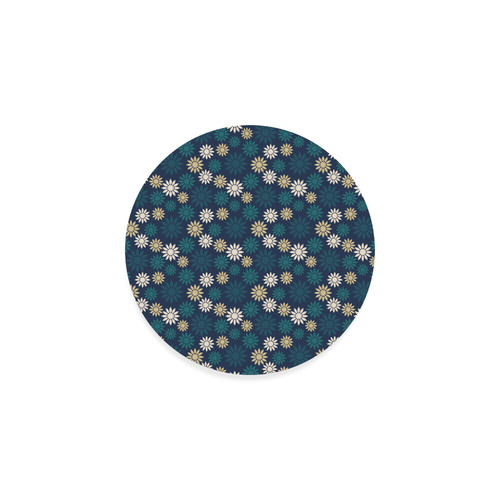 Blue Symbolic Camomiles Floral Round Coaster