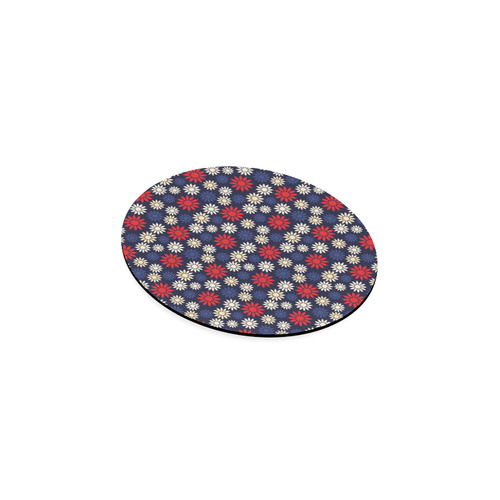 Red Symbolic Camomiles Floral Round Coaster