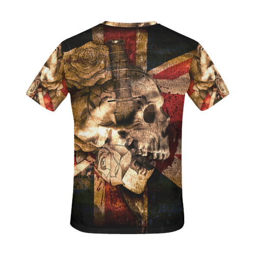 Grunge Skull and British Flag All Over Print T-Shirt for Men (USA Size) (Model T40)