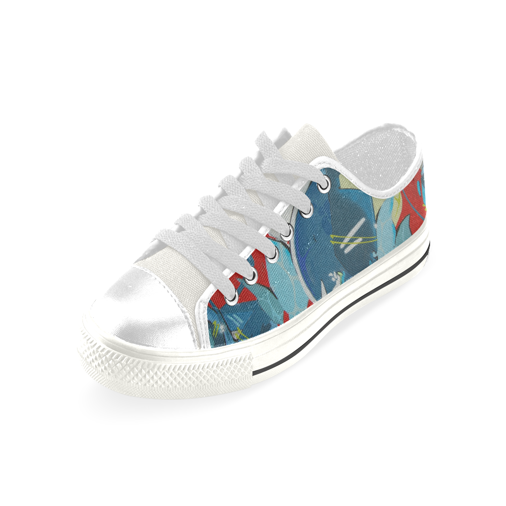 Blue art/white Men's Classic Canvas Shoes (Model 018)