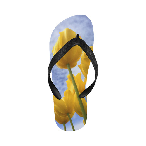 Yellow Flower Flip Flops for Men/Women (Model 040)