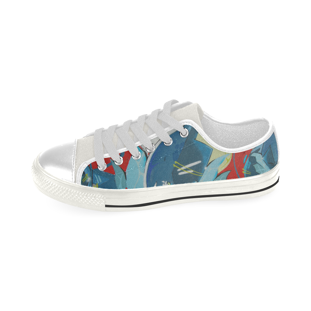 Blue art/white Men's Classic Canvas Shoes (Model 018)