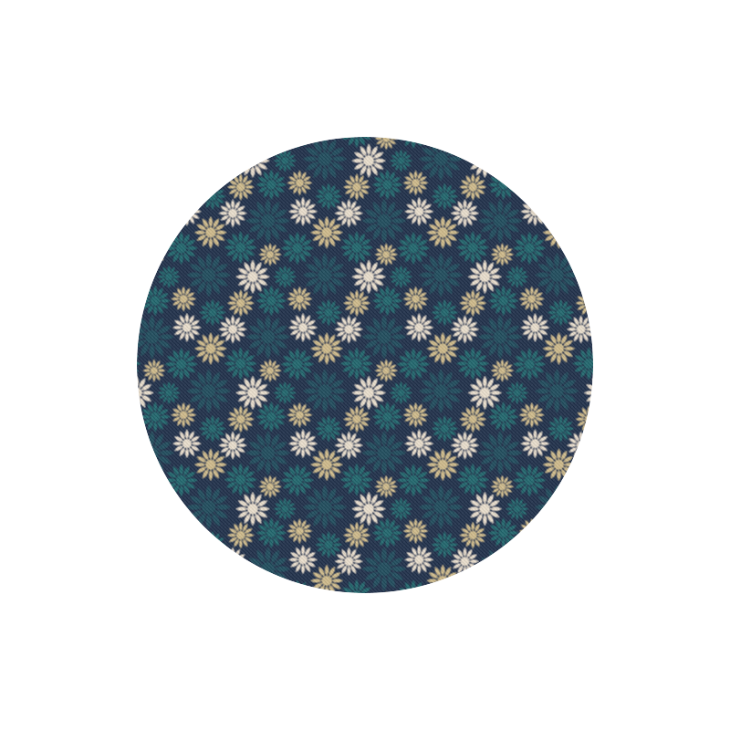 Blue Symbolic Camomiles Floral Round Mousepad
