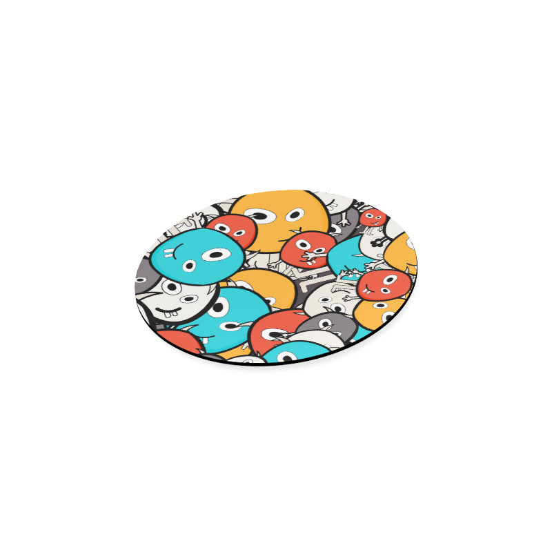 multicolor doodle monsters Round Coaster