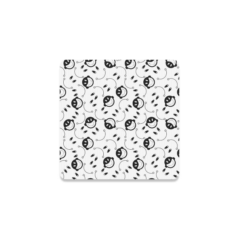 black and white funny monkeys Square Coaster