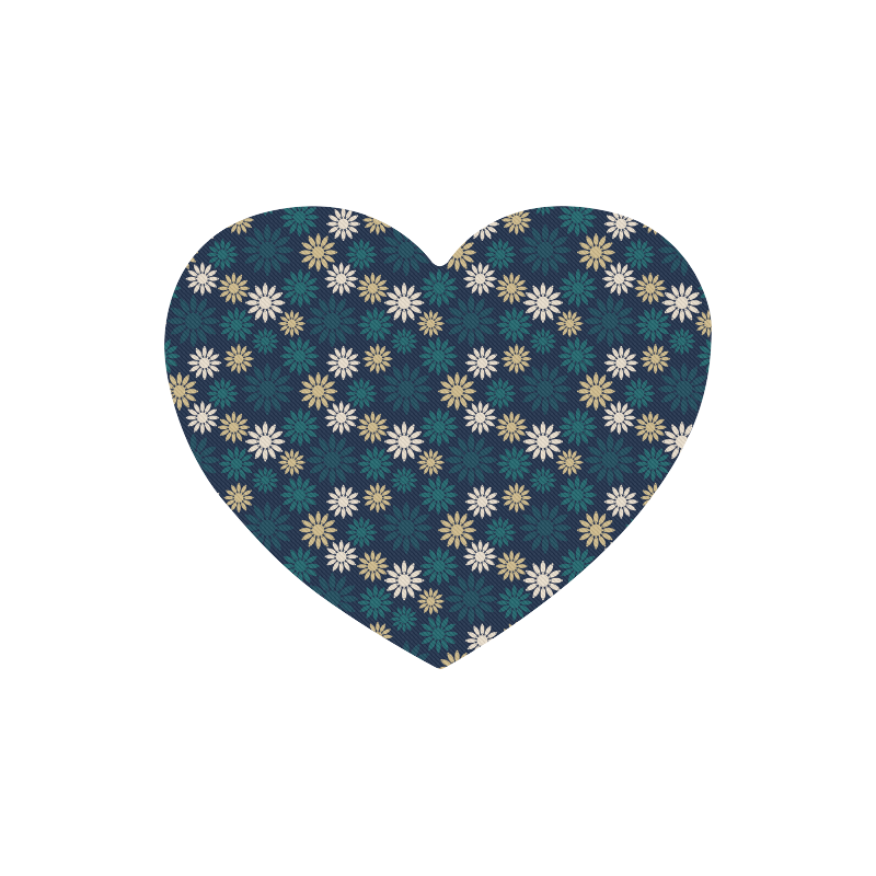 Blue Symbolic Camomiles Floral Heart-shaped Mousepad