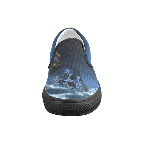 Skull and Moon Slip-on Canvas Shoes for Men/Large Size (Model 019)