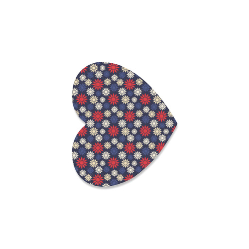 Red Symbolic Camomiles Floral Heart Coaster