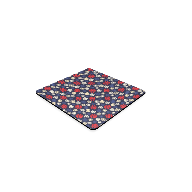 Red Symbolic Camomiles Floral Square Coaster