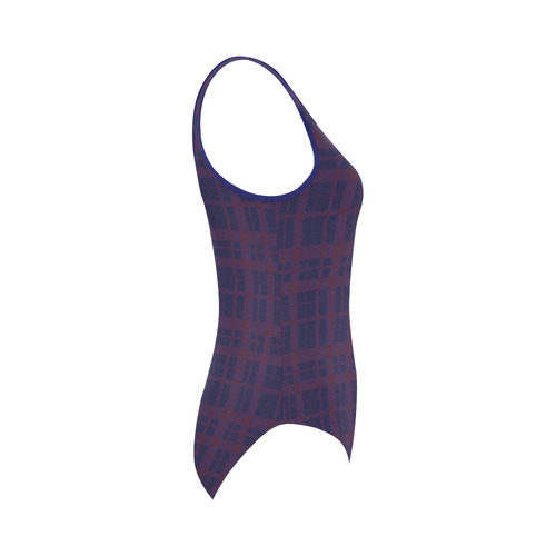 Purple Plaid Hipster Style Vest One Piece Swimsuit (Model S04)