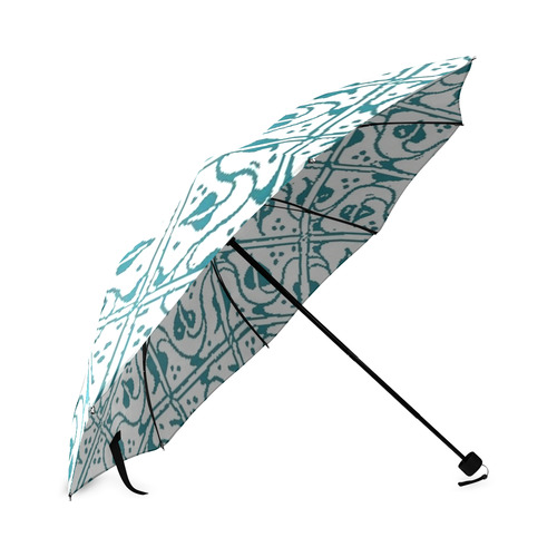 Turquoise Leaf and Vines Foldable Umbrella (Model U01)