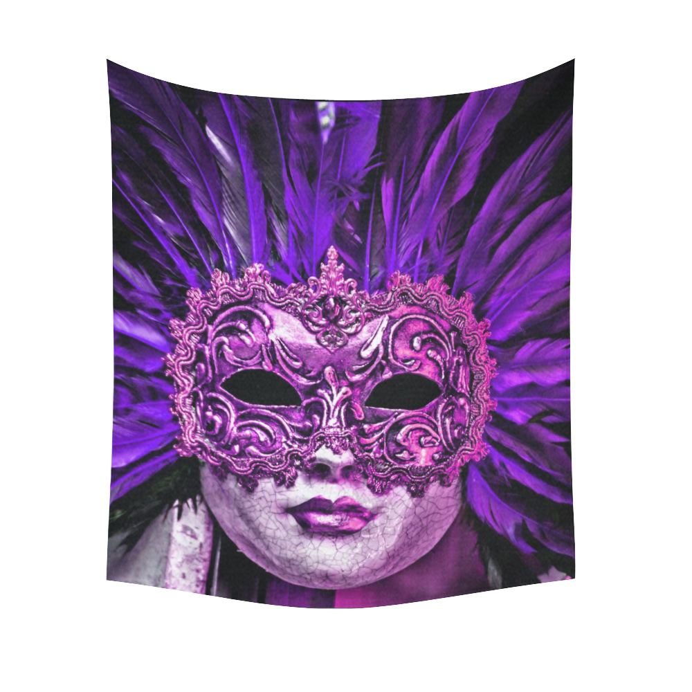 Carnival mask purple by FeelGood Cotton Linen Wall Tapestry 51"x 60"