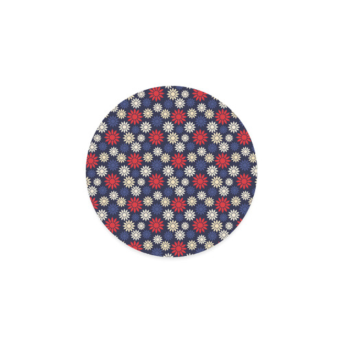Red Symbolic Camomiles Floral Round Coaster