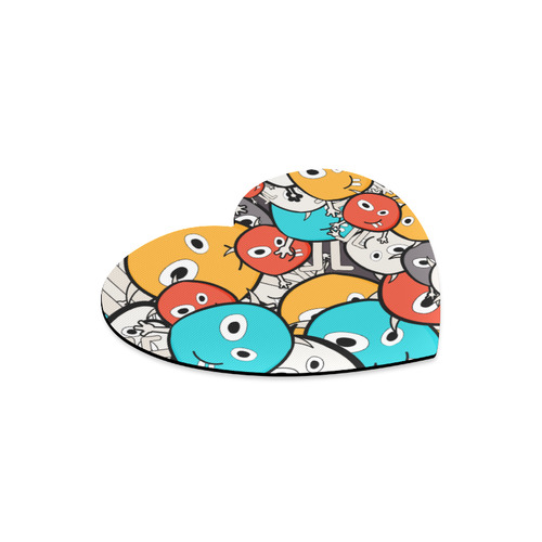 multicolor doodle monsters Heart-shaped Mousepad