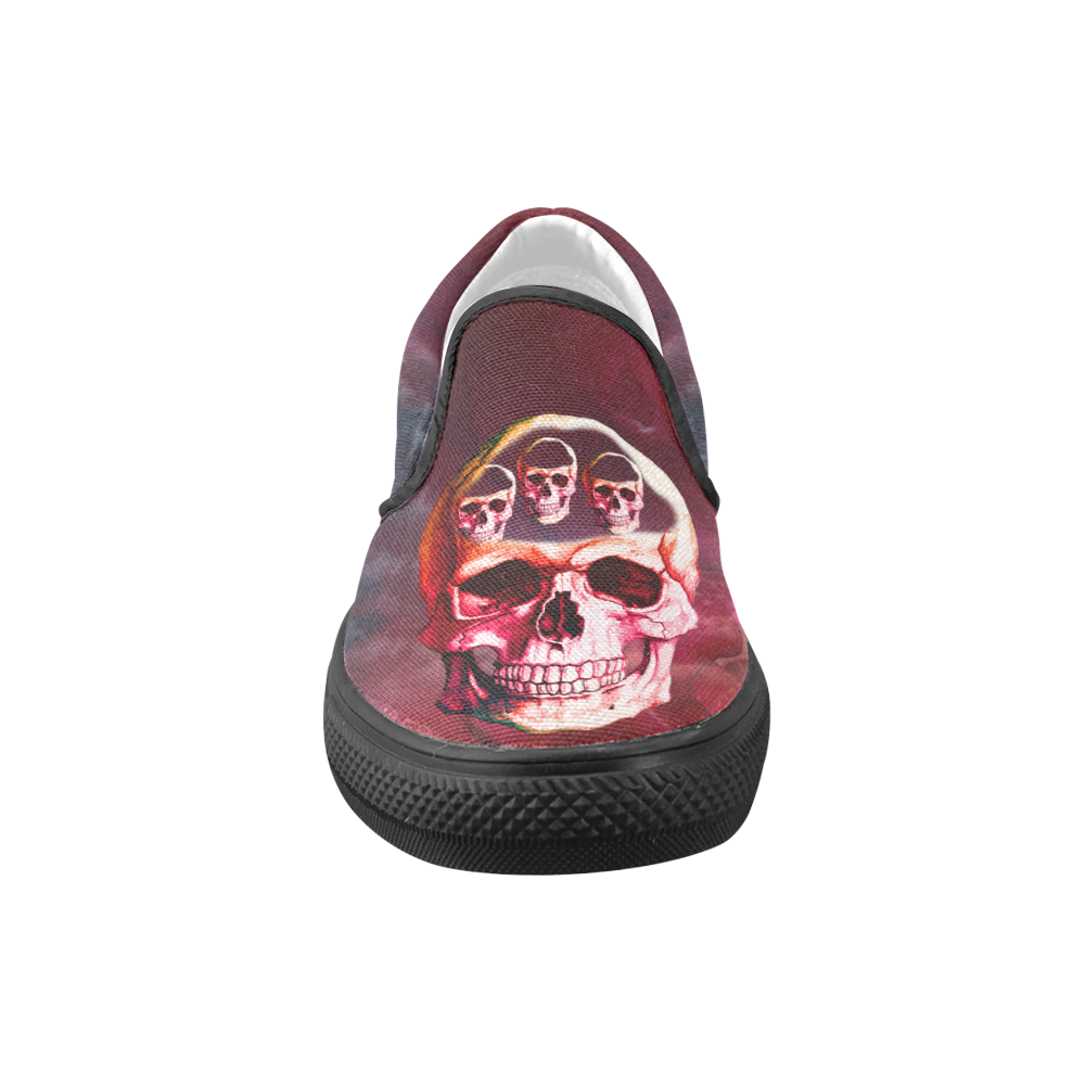 Funny Skulls Slip-on Canvas Shoes for Men/Large Size (Model 019)