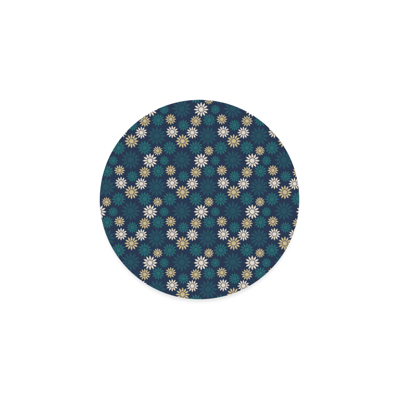 Blue Symbolic Camomiles Floral Round Coaster