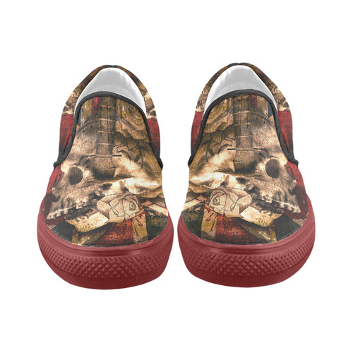 Grunge Skull and British Flag Slip-on Canvas Shoes for Men/Large Size (Model 019)