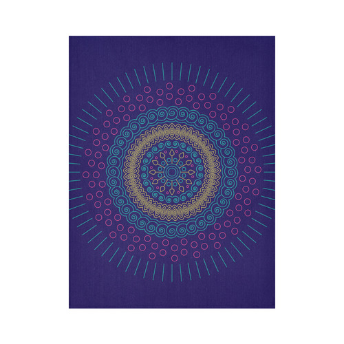 blue mandala circular Cotton Linen Wall Tapestry 60"x 80"