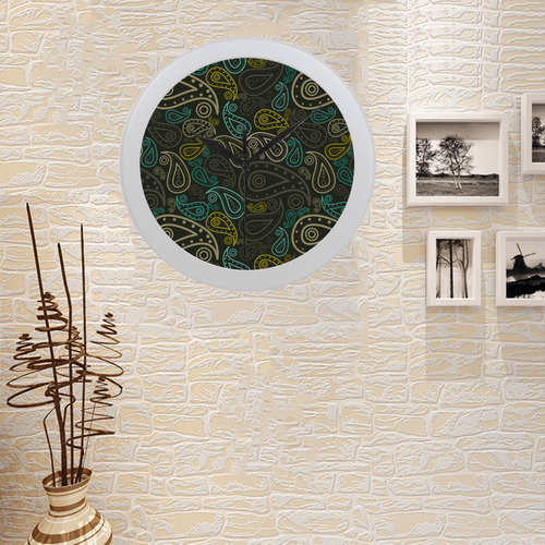 paisley art Circular Plastic Wall clock