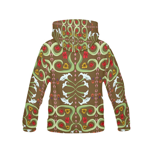 Red White Lilies Art Deco Floral All Over Print Hoodie for Women (USA Size) (Model H13)