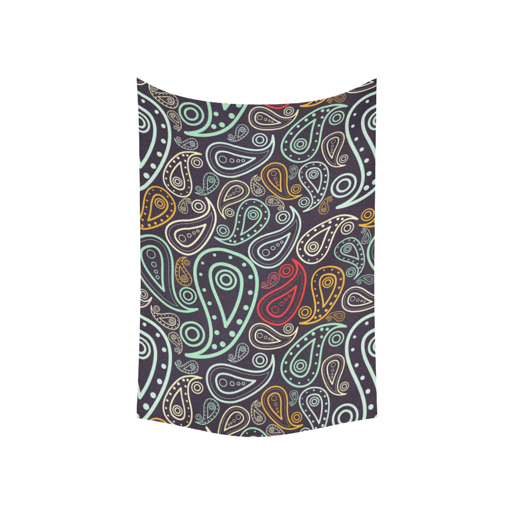 colorful paisley Cotton Linen Wall Tapestry 60"x 40"