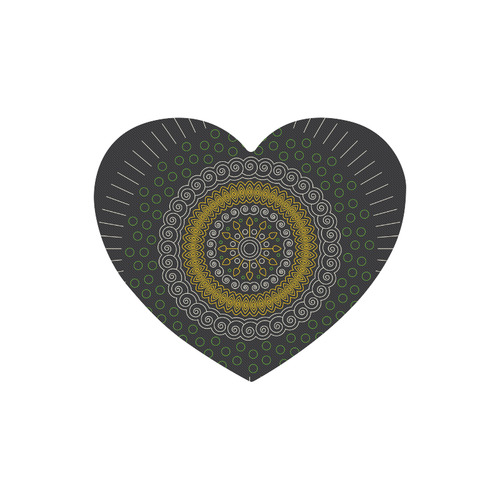 green with yellow mandala circular Heart-shaped Mousepad