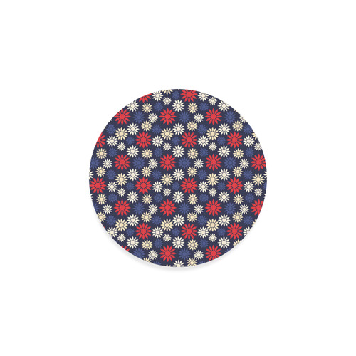 Red Symbolic Camomiles Floral Round Coaster