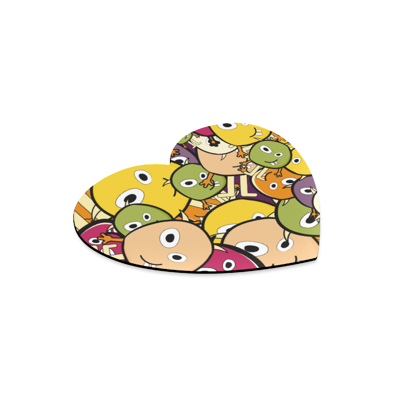 monster colorful doodle Heart-shaped Mousepad