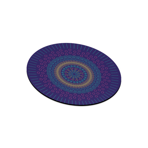 blue mandala circular Round Mousepad