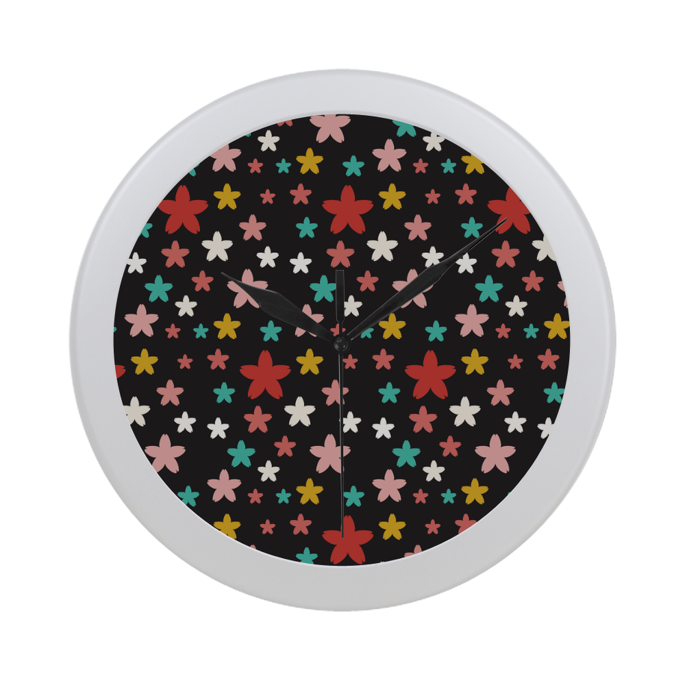 Symmetric Star Flowers Circular Plastic Wall clock