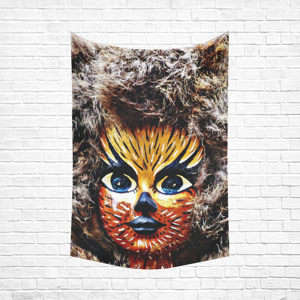Funny Animal Mask A by FeelGood Cotton Linen Wall Tapestry 60"x 90"