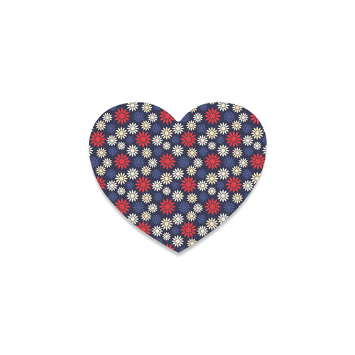 Red Symbolic Camomiles Floral Heart Coaster