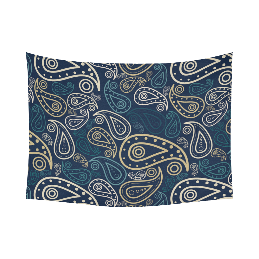 paisley illustration Cotton Linen Wall Tapestry 80"x 60"