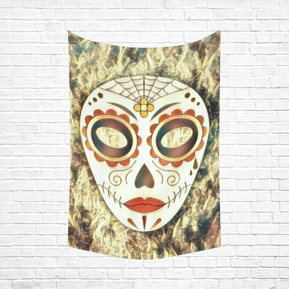 Fantasy tribal death mask A by FeelGood Cotton Linen Wall Tapestry 60"x 90"