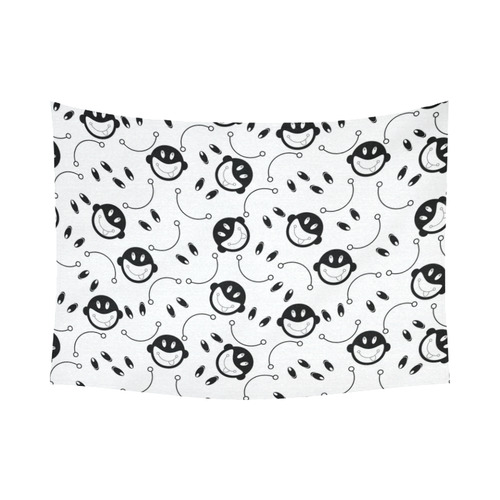 black and white funny monkeys Cotton Linen Wall Tapestry 80"x 60"