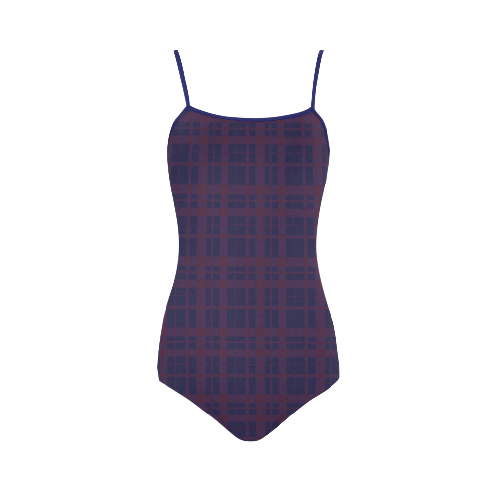 Purple Plaid Hipster Style Strap Swimsuit ( Model S05)